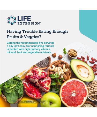 Life Extension Mix Powder - High-Potency Vitamin Mineral Supplement - Daily Veggies Blend for Immunity & Health - Gluten-Free - 12.70oz - Buy Online on GoSupps.com