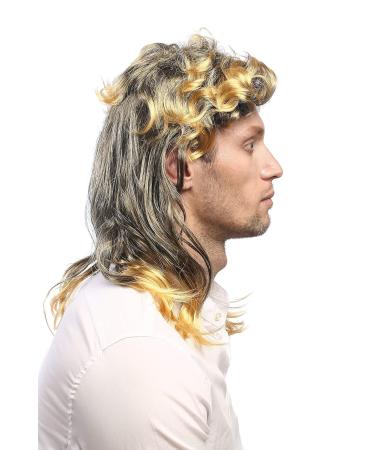 Shop Wig Me Up AD-017 P103T35 - 80s Mullet Wig for Men & Women | Carnival Costume Black & Blond Curled Styles - Buy Online on GoSupps.com