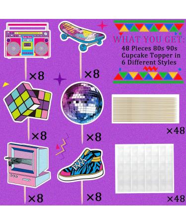 48Pcs Roller Skating Cupcake Toppers - Game Retro Throwback 80S 90S Decade Hip Hop Theme Decor Supplies - Boys Girls Happy Birthday Music Party Decorations - Buy Online on GoSupps.com