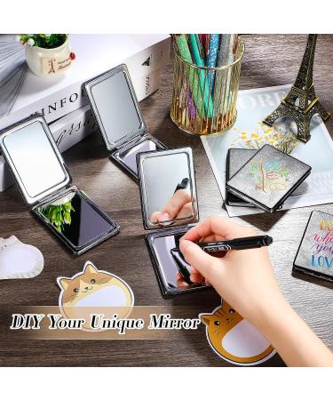 Compact Pocket Mirror Travel Makeup 2x Magnification Handheld Small Mirror with PU Leather - Black - 30 Pieces - Buy Online on GoSupps.com
