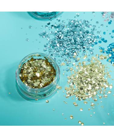 Biodegradable Eco-Glitter | Moon Glitter | 100% Organic Cosmetic Glitter Set (6x3g) with Fixation Gel | Face Body Nails Hair Lips - Buy Online on GoSupps.com