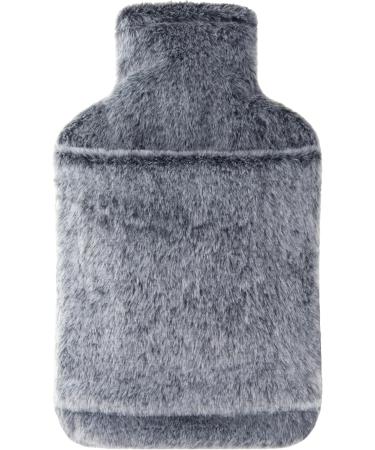 Samply 2L Hot Water Bottle with Premium Faux Fur Cover - Heat Therapy for Menstrual Cramps & Pain Relief - Gray - Buy Online on GoSupps.com