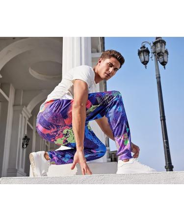 80s Outfit Women's 3D Baggy Joggers Pants | Colorful Geometric Print | Unisex Casual Sweatpants | X-Large - Buy Online on GoSupps.com