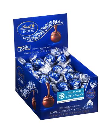 Lindt LINDOR Dark Chocolate Truffles, Dark Chocolate Candy with Smooth, Melting Truffle Center, Great for gift giving, 25.4 oz., 60 Count Dark 1.6 Pound (Pack of 1)