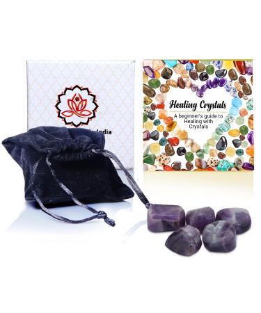 Healing Crystals India Real Crystals and Healing Stones - Healing Crystals for Beginners- Healing Stones Tumbled Crystals for Witchcraft (5 Amethyst) 5 Amethyst