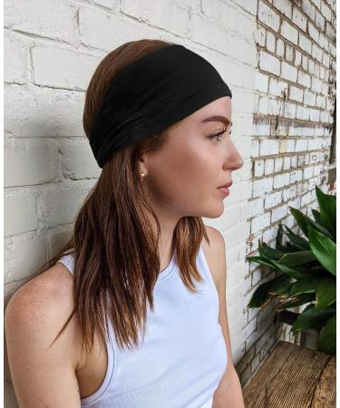 Styla Hair Solid Headband 6 Pack - Wide Soft Stretch Fabric Headbands for Women - Trendy & Stylish Black Hair Accessories - Buy Online on GoSupps.com
