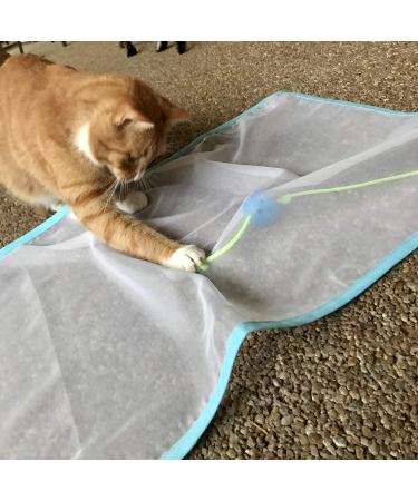 USA Made Sheer Fun Cat Toy | Stimulates Hunting Instincts | Renews Old Toys | Bigger | Versatile Ball for Cats & Kittens | Quiet Crinkle Edges | Playmat, Bed, Hide and Seek | Blue & White | 27x37 - Buy Online on GoSupps.com