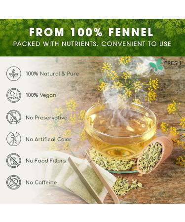 FreshDrinkUS  Premium 75 Fennel Tea Bags  100% Natural & Pure from Fennel Seeds. Fennel Seed Herbal Tea. Fennel Seed Tea. Made with Natural Material Tea Bags. No Sugar  No Caffeine  No Gluten  Vegan. - Buy Online on GoSupps.com