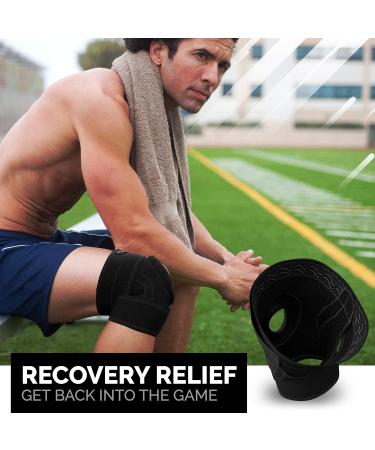 Physix Gear Knee Brace for Men & Women - Adjustable Patella Compression Support for Arthritis ACL MCL & Meniscus Tear - Plus Size with Side Stabilizers - Black/Grey - Buy Online on GoSupps.com