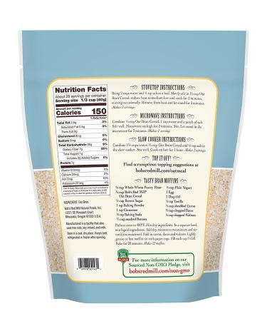 Bob's Red Mill High Fiber Oat Bran Hot Cereal 40 oz - Wholesome Breakfast Option - Buy Online on GoSupps.com