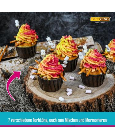 Decocino Color Paste Set - 6 Azo-Free & Gluten-Free Food Colors for Cakes Fondant & Creams | Red Pink Green Yellow Blue Black - International Shipping - Buy Online on GoSupps.com