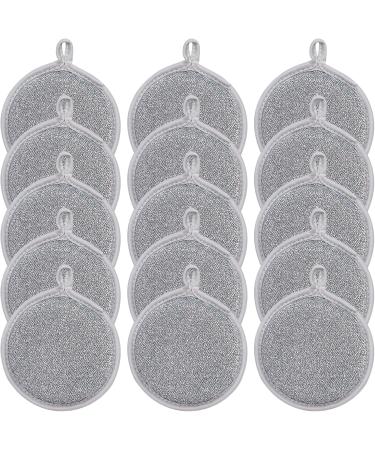 Wire Dishwashing Rag Kitchen Scrubbing Sponges with Absorbent Side for Household Use Household Tool Silver 15pcs - Buy Online on GoSupps.com