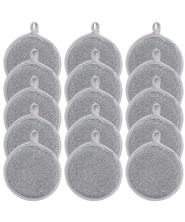 Wire Dishwashing Rag Kitchen Scrubbing Sponges with Absorbent Side for Household Use Household Tool Silver 15pcs