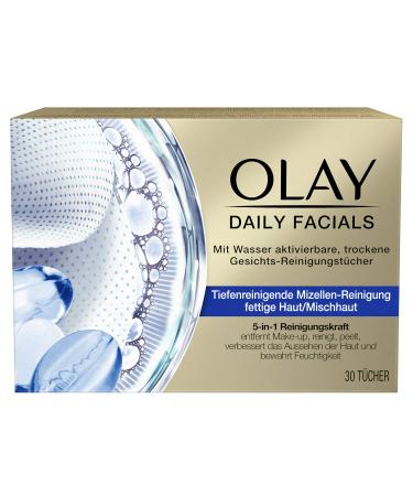 Olay Daily Facials Cleaning towels for oily skin / combination skin with water dry face cleaning towels 5-in-1 facial care make-up towels facial cleaning peeling combination skin / greasy skin