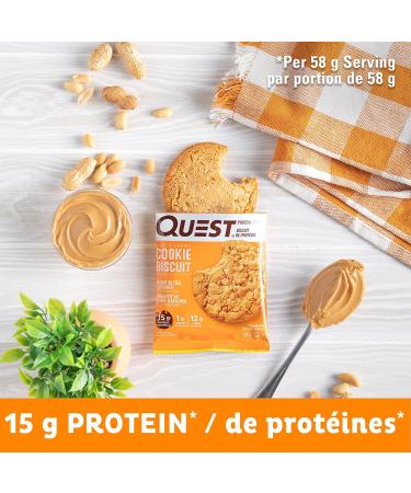 Quest Nutrition Peanut Butter Protein Cookie High Protein Low Sugar High Fibre Keto Friendly 15g Protein 1g Sugar 12ct - Buy Online on GoSupps.com