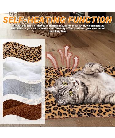 FLYSTAR Self-Heating Cat Bed Mat - Leopard Print Soft Flannel & Cotton - Machine Washable - Ideal for Small, Medium, Large Cats/Puppies - 15.7 * 19.7 - Buy Online on GoSupps.com
