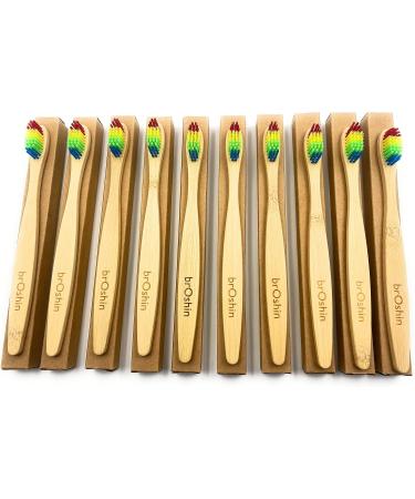Broshin Bamboo Toothbrush 20 Pack - Biodegradable Eco-Friendly Soft Bristles Compostable Rainbow Colors - Buy Online on GoSupps.com