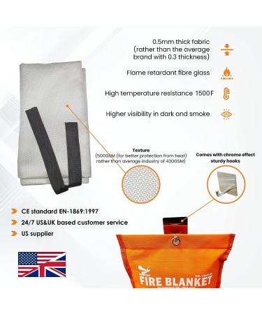 Supa Ant "Glow in The Dark Fire Blanket  39.3in & 47in CE Certified Fire Blankets  Eco-Friendly Fire Suppression Survival Kits - Emergency Fire Blanket - Fire Blanket - Fire Blanket for Home Fire Blanket (39in) 2pk - Buy Online on GoSupps.com