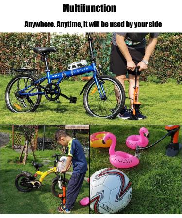 GOBKO Bike Floor Pump with Gauge - Presta and Schrader Valves, 170Psi High Pressure, Portable Air Pump for Road Bike, MTB, Sports Balls - Orange - Buy Online on GoSupps.com