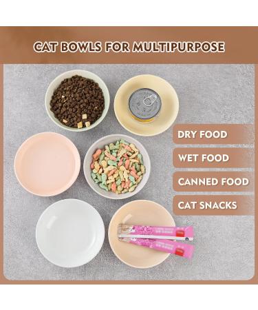 Ceramic Cat Food Bowl Set - Colorful Cat Feeding Bowls with Non Slip Mat - Wide Shallow Cat Bowl Whisker Friendly - Cat Plates - Cute Cat Dish - Microwave Dishwasher Safe - 6 Pack - 8.5 oz - 5.75 inch 6 Colors - Buy Online on GoSupps.com