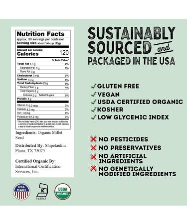 Organic Shipetaukin Millet Flour 2.5 lbs - Gluten Free, Non-GMO, Multi-Purpose - Buy Online on GoSupps.com