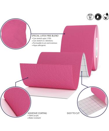 Titanium Sports Kinesiology Tape - 5m Roll of Elastic Water Resistant Tape for Support & Muscle Recovery - Quality Sports Tape (Pink) - Buy Online on GoSupps.com