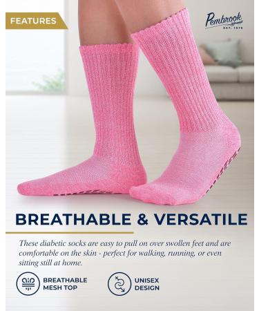 Diabetic Socks with Grips for Women & Men | Non-Binding Edema Neuropathy Socks | 6 Pairs Large Bright Colors - Buy Online on GoSupps.com