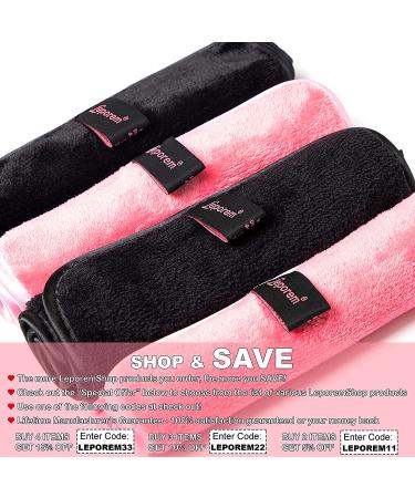 4 Pack XL Makeup Remover Cloths - Fast Drying & Reusable - Exfoliating Cleansing Cloths for All Skin Types - Pink & Black - Buy Online on GoSupps.com
