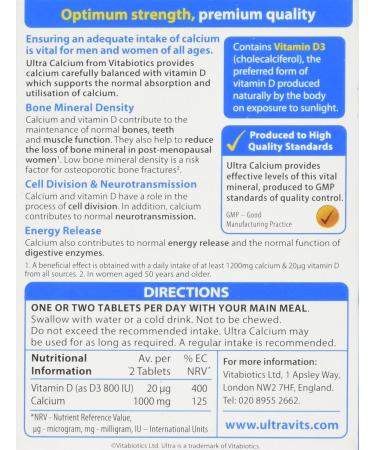 Vitabiotics Ultra Calcium with Vitamin D Tablets Pack of 30 - Buy Online on GoSupps.com