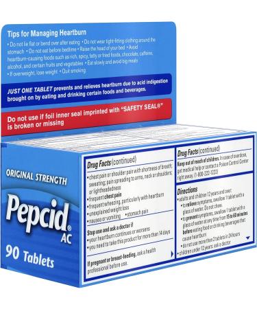 Pepcid AC Tablets 90 Count: Fast-Acting Relief for Heartburn & Acid Indigestion - Buy Online on GoSupps.com
