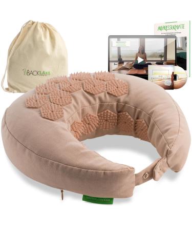 Backlaxx acupressure neck horns with flip function and buckwheat filling - acupressure pillow nude pillows against headaches and tension in the neck - acupressure neck pillow aircraft car pastel ros