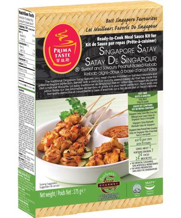 Prima Taste Singapore Satay - Sweet & Savoury Peanut Based Kebab Ready To Cook Sauce Kit 8 boxes