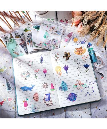 640 Pieces Watercolor Theme Stickers | Scrapbook Stickers for DIY Planners, Calendars, Travel Case, Laptop | Four Seasons, Forest, Flower, Animal, Sea Design (Warm Style) - Buy Online on GoSupps.com