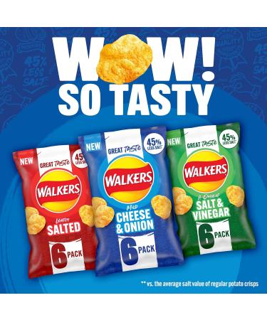 Walkers Less Salt Dash of Salt & Vinegar 6pk Green - Buy Online on GoSupps.com