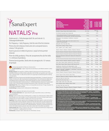 SanaExpert Natalis Pre Kapseln Essential Vitamins & Folic Acid for Pregnancy | 90 Capsules for 1st Trimester Support - Buy Online on GoSupps.com
