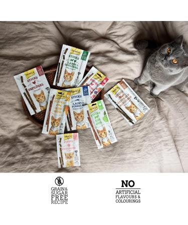 Gimcat Sticks Salmon & Trout - High Meat Sugar-Free Soft Caus Sticks - 1 Pack (4 Sticks) - Premium Cat Treats for Healthy Pets - Buy Online on GoSupps.com