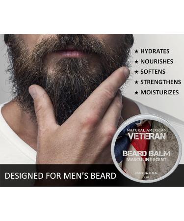 Natural American Veteran Beard Balm - 100% All-Natural Moisturizing & Conditioning Beard Balm with Organic Shea Butter - Masculine Scent - Essential Oils - 2 oz - Made in USA - Veteran Collection - Buy Online on GoSupps.com