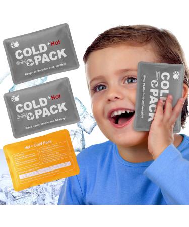Reusable Hot and Cold Small Gel Ice Packs for Injuries (3pcs|5x3.5'') Cold Compress Relief Pain Flexible Durable and Soft Ice Packs Cold Packs for Kid's Boo Boos Headache Wisdom Teeth Breastmilk Gray&Orange