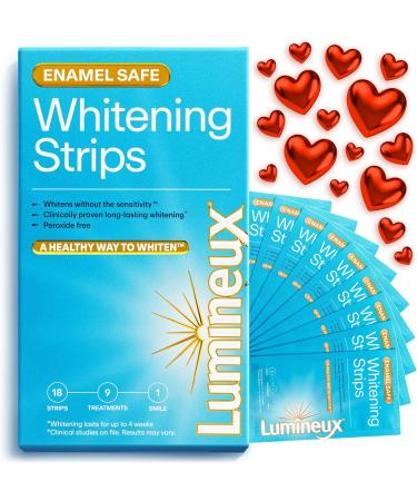 Lumineux Teeth Whitening Strips Kit - 9 Treatments (1 Month) - Peroxide Free - Enamel Safe for Whiter Teeth - Whitening Without The Sensitivity - Dentist Formulated - Sensitivity Free - Buy Online on GoSupps.com