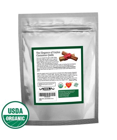 Organic Ceylon Cinnamon Sticks - Fair Trade Whole 3 Quills - Gluten, Soy, GMO Free - 3.5 oz - with Complementary eBook - Buy Online on GoSupps.com
