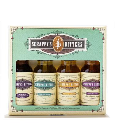 Scrappy's Bitters The New Classics Gift Set, 4 ct, 0.5oz (Lavender, Cardamom, Black Lemon, and Orleans) - Organic Ingredients, Finest Herbs & Zests, No Extracts, Artificial Flavors, Chemicals or Dyes