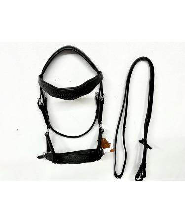 Amazing Horse Stuff Sidepull Bridle - Designer Hand Carving Curved Riding Straps | Full Cob Pony - International Shipping Available - Buy Online on GoSupps.com