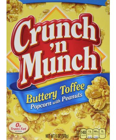Crunch n Munch, Buttery Toffee Popcorn & Peanut Snack, 6oz Box (Pack of 3) 6 Ounce (Pack of 3)