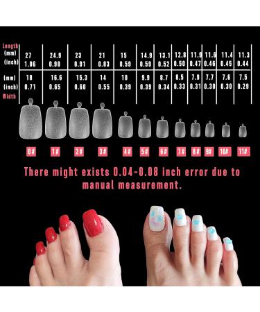 Novo Ovo 504 Long Toenail Tips - Clear Artificial Full Cover Gel Toenails Soft Gel Nail Set 12 Sizes for Easy Application - Buy Online on GoSupps.com