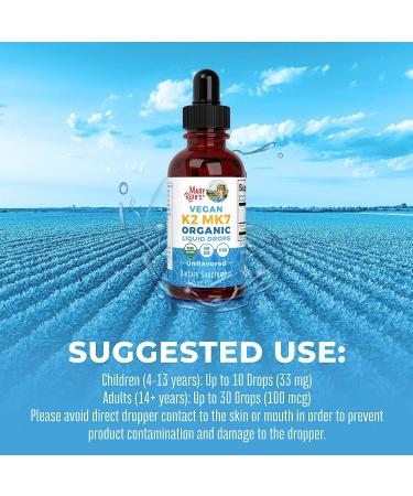 Organic USDA Vitamin K2 MCT Liquid Drops | 100 mcg K2 MK7 | Bone & Heart Health | 1oz - Buy Online on GoSupps.com