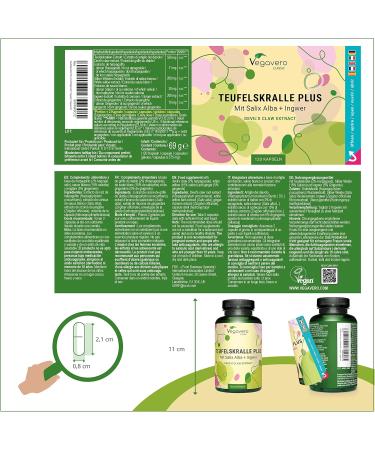 Harpagophytum Plus Vegavero | With Devil's Claw Ginger & White Willow | No Additives | Joint Bread | With Harpagosides Gingerols & Salicin | 120 Capsules | VEGAN - Buy Online on GoSupps.com