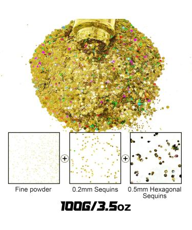 Gold Holographic Glitter | Face & Body Glitter for Makeup Nail Art Hair DIY | Ships Internationally - Buy Online on GoSupps.com
