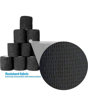 Self Adhesive Bandage Wrap - Breathable Water-Resistant Vet Wrap for First Aid - 12 Rolls 2" x 5 Yards - Black - Buy Online on GoSupps.com