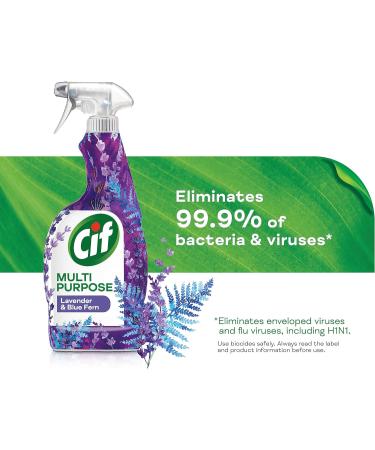 Cif Lavender & Blue Fern Multipurpose Cleaner Spray eliminates 99.9% of bacteria & viruses all purpose cleaner 6x 750 ml - Buy Online on GoSupps.com