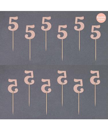Gexolenu 24 PCS Rose Gold Double-Sided 5th Birthday Cupcake Toppers Glitter Age Five Cake Picks Decor Fifth Happy Birthday Party Decorations Baby Shower Anniversary Party Supplies Number 5 Rosegold - Buy Online on GoSupps.com